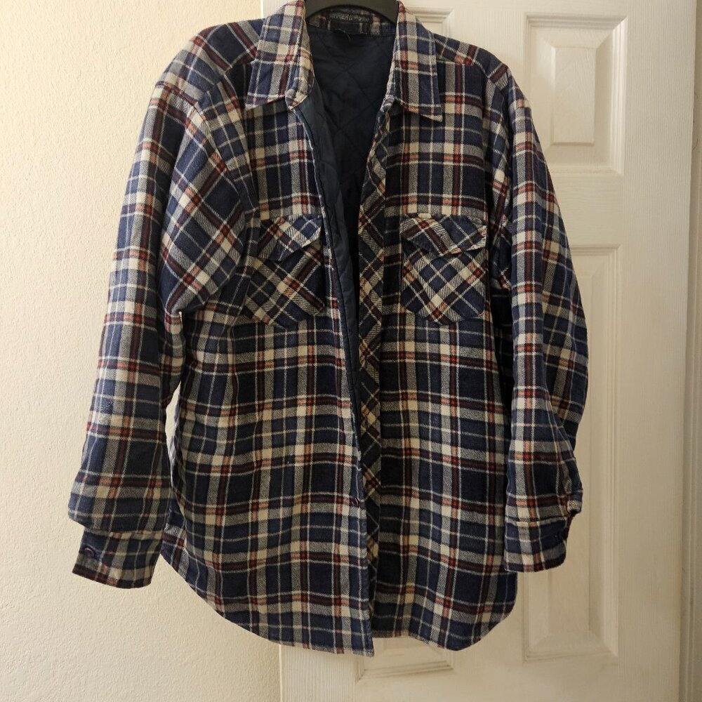 Jordan Christopher Cowboy Y2K Grunge Western Blue plaid flannel lined Shacket XL